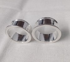 925 Sterling Silver Plug Saddle Tunnel Double Flare Ear Gauge For Stretched Ears