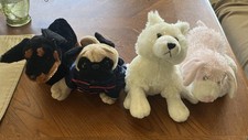 4 GANZ WEBKINZ PINK DOG DACHSHUND PUG ARCTIC FOX YORKIE STUFFED ANIMALS W/ s
