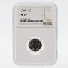 1964 Proof Silver Roosevelt Dime PF67 NGC  90% Silver Philadelphia