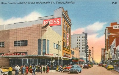 Vintage Kress J.J. Newberry Co. Franklin St Tampa Florida Linen Postcard