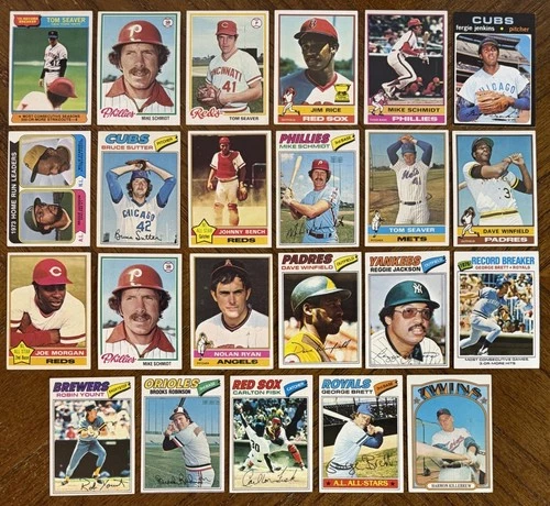 (23)1970s TOPPS BASEBALL HOF/STAR CARDS NOLAN RYAN, SUTTER RC, GEORGE BRETT READ