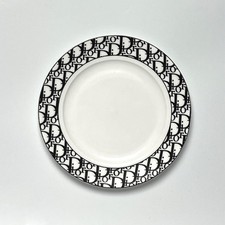 Dior Plate Monogram Logo Authentic White Black Fine Bone China Home Vintage 2000