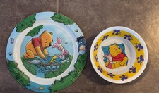 Vintage Disney Winnie The Pooh and Piglet Melamine Plate and Bowl