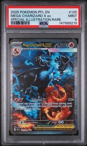 2025 POKEMON PFL EN-PHANTASMAL FLAMES #125 MEGA CHARIZARD X ex PSA 9 MINT