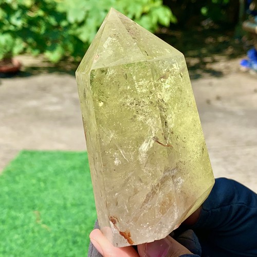 331G Raro Amarillo Jade Cuarzo Columna Obelisco Cristal Amarillo Natural Punto de Curación - Imagen 18 de 20