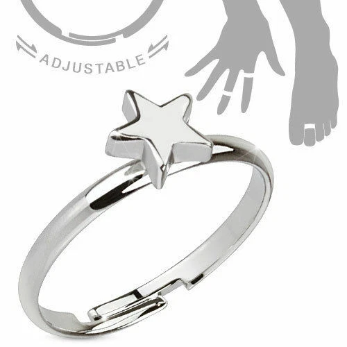 Zehenring Stern Fußring Mid Midi Ring Silberfarben offen Größenverstellbar
