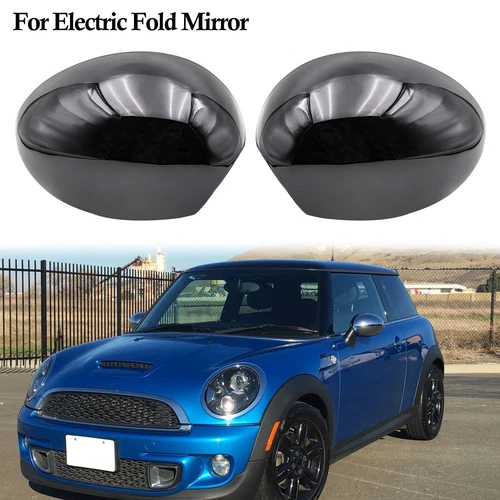 Gloss Black Side Mirror Cover Cap For Mini Cooper R55 R56  R57 R58 Electric Fold