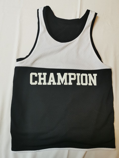 Vintage 90s CHAMPION Blank Reversible Jersey White and Black 011119L | eBay