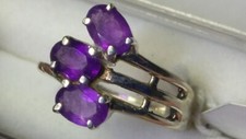 LIVELY UNTREATED NATURAL AMETHYSTS IN.925 STERLING SILVER RING IN SIZE 6.25-6.5 