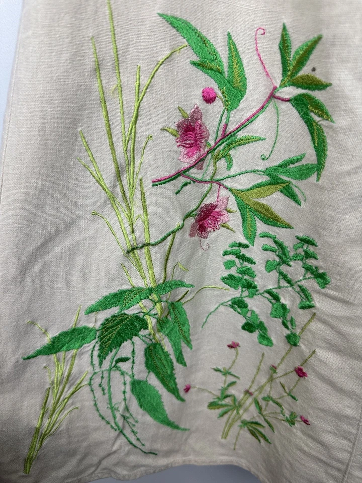 Falda St. Tropez West para mujer 10 caqui Berghe floral bordada mezcla de lino DV Foto 3 de 4