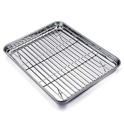 Non-Stick Baking Sheet Pan with Cooling Wire Rack, 12.5x10x1 Inch