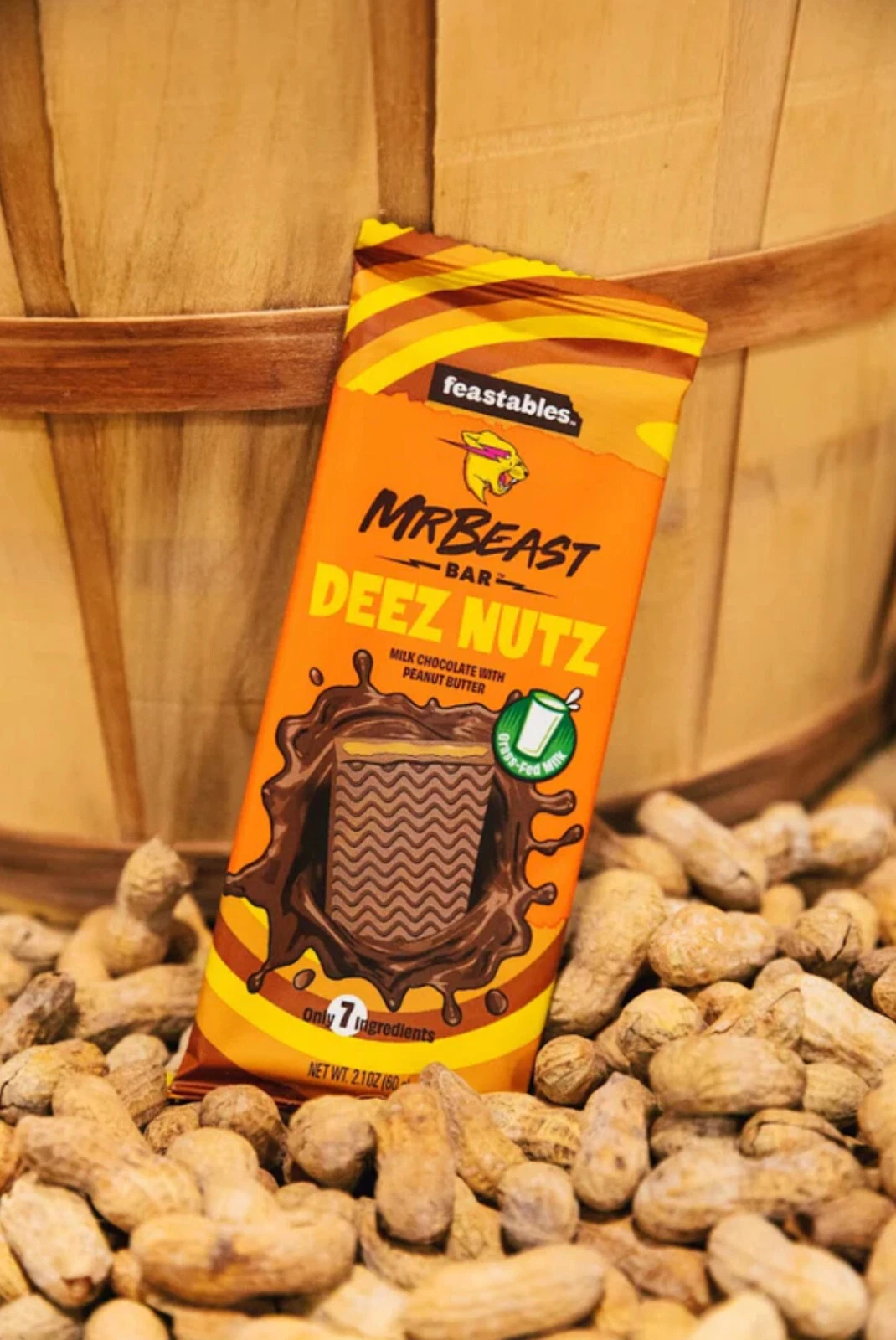Mr Beast Feastables DEEZ NUTZ Milk Chocolate Peanut Butter Bar 1.24 oz