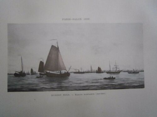 Gravure 19° Robert Mols : Marée montante Anvers (voilier bateau port) - Photo 1/1