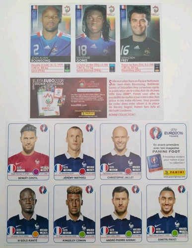 VERY RARE PANINI FOOT UEFA EURO 2008 & 2016 NEW TEAM FRANCE SET EXTRA STICKERS