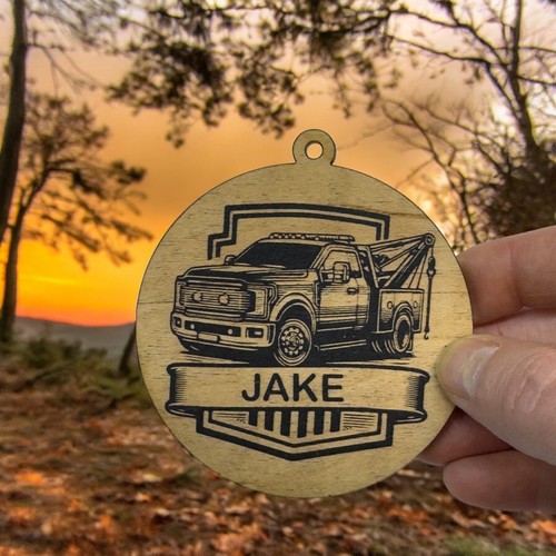 Ornament - Black - PERSONALIZED Tow Truck Wrecker - Picture 6 of 6