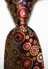 New Classic Polka Dot Red Gold White Blue JACQUARD WOVEN Silk Men's Tie Necktie