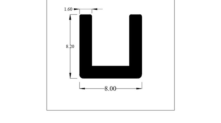 Black Rubber Square Bottom U Channel Edge Trim To Suit 4.5mm Panel ...