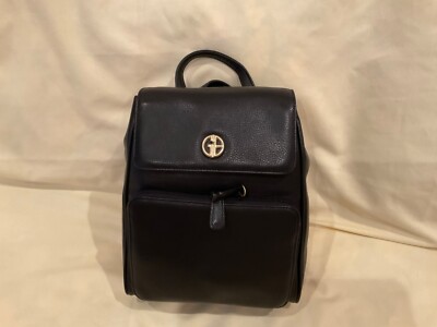 Gianni Bernini Leather Organizer Backpack in Black