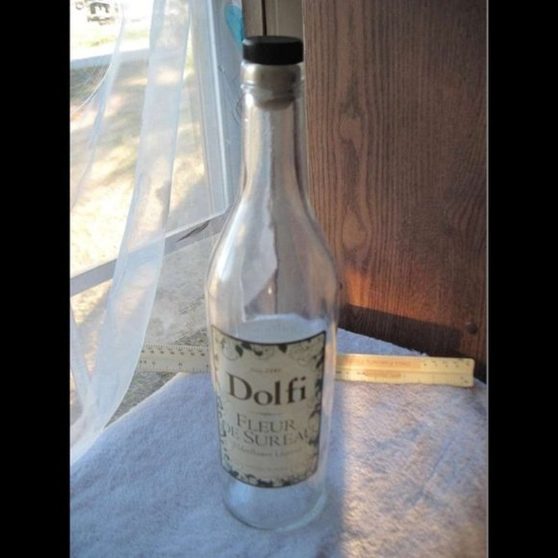 Empty 750ml Dolfi Fleur Sureau Clear Glass Bottle Long Build Small Ship Inside