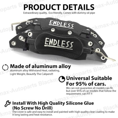 4x Blue ENDLESS Meta Style Brake Caliper Cover Universal Car Disc Front Rear Kit