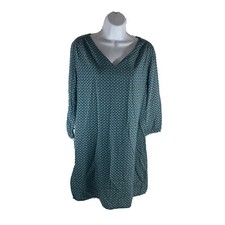 Old Navy Women T-shirt Dress Size Medium V Neck 3/4 Sleeves Teal Floral Print