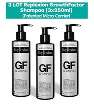 3 LOT Replexion GrowthFactor Shampoo 3x250ml  Patented Micro Carrier NEW  
