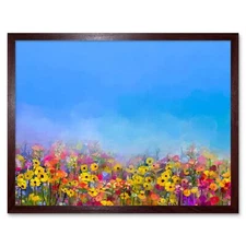 Field Of Wildflowers 12X16 Inch Framed Art Print