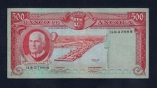 Portugal PORTUGUESE Angola 500 Escudos 1962 P-95  FINE   NOTE SIMILAR TO P-97