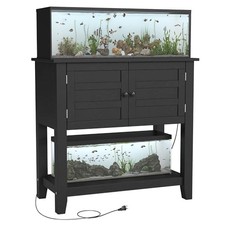20-29 Gallon Aquarium Stand Dual Tier with Charging Station, 60-Pound Black
