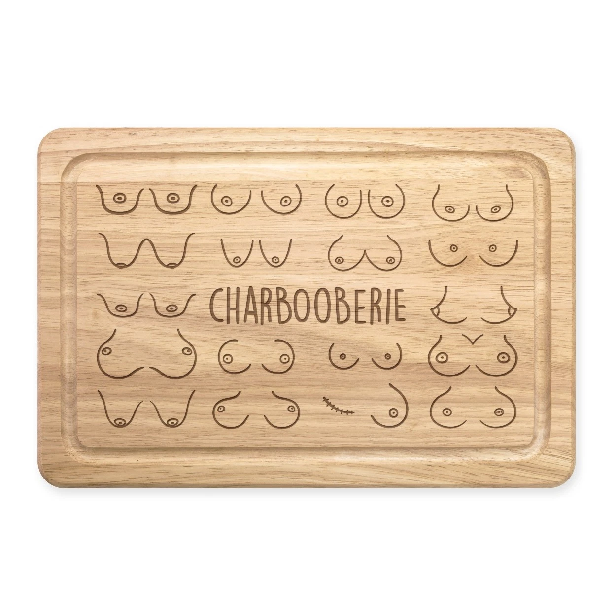 Charbooberie charcuterie rectangular cutting board breast joke mom day