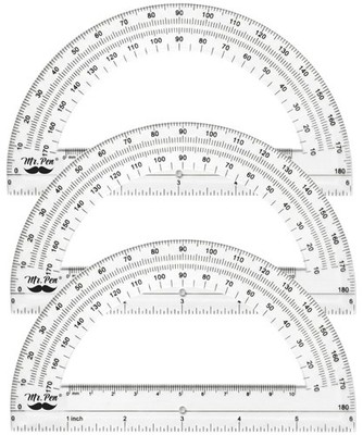 3 Pack 6 Inch Clear Plastic Protractor Set Math Geometry School Supplies Planner