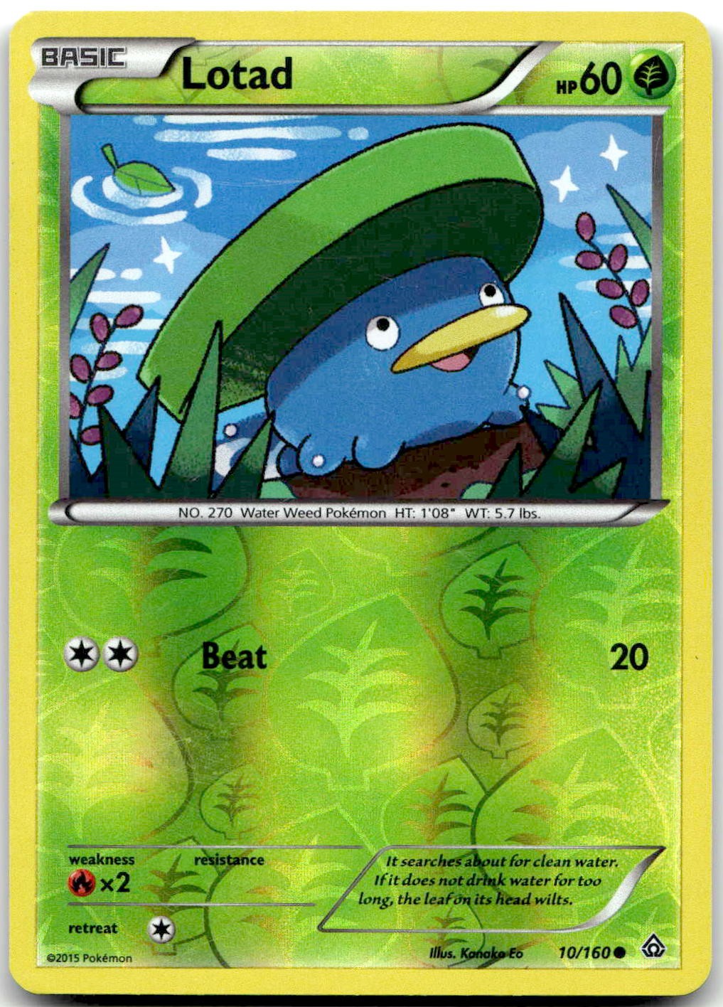 Pokemon Lotad Primal Clash PRC #10/160 Common Reverse Holo LP BUY 2, 1 FREE!