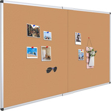72" X 48" Large Cork Bulletin Board, Foldable Wall-Mounted Notice Pin Board wi