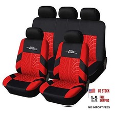 Car Seat Covers Full Set Front Bucket Seat Covers With Split Bench Back Red Car Seat Covers Full Set Front Bucket Seat Covers With Split Bench Back Red