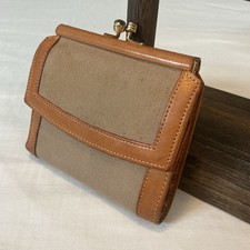 Dooney Bourke Cabriolet Canvas Wallet Leather Trim Kisslock Coin Pouch Vintage