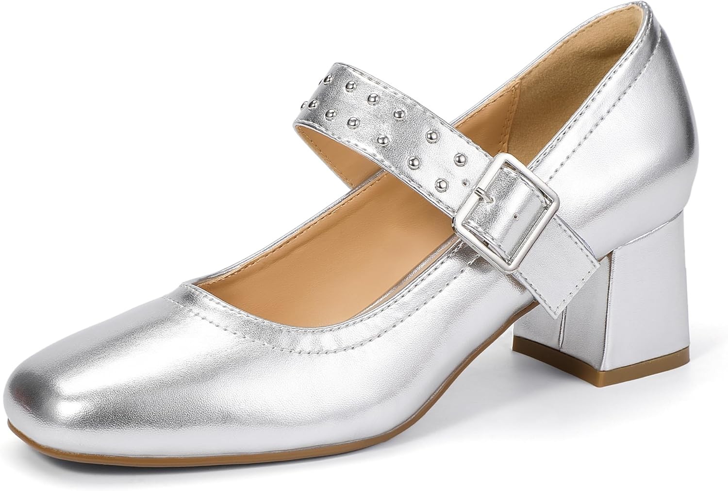 IDIFU IN2 Mary Jane Shoes Pumps Low Chunky Block Closed Toe Heels for Women...