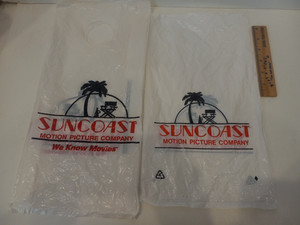 SUNCOAST MOTION PICTURE COMPANY Plastic Store Bag Lot of 2 - Vintage
