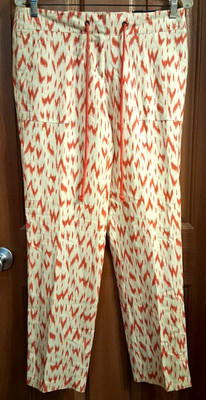 Sharagano Pink and Tan Pants Slim Leg Sits Below Waist Tie Waist Size 4 NWT