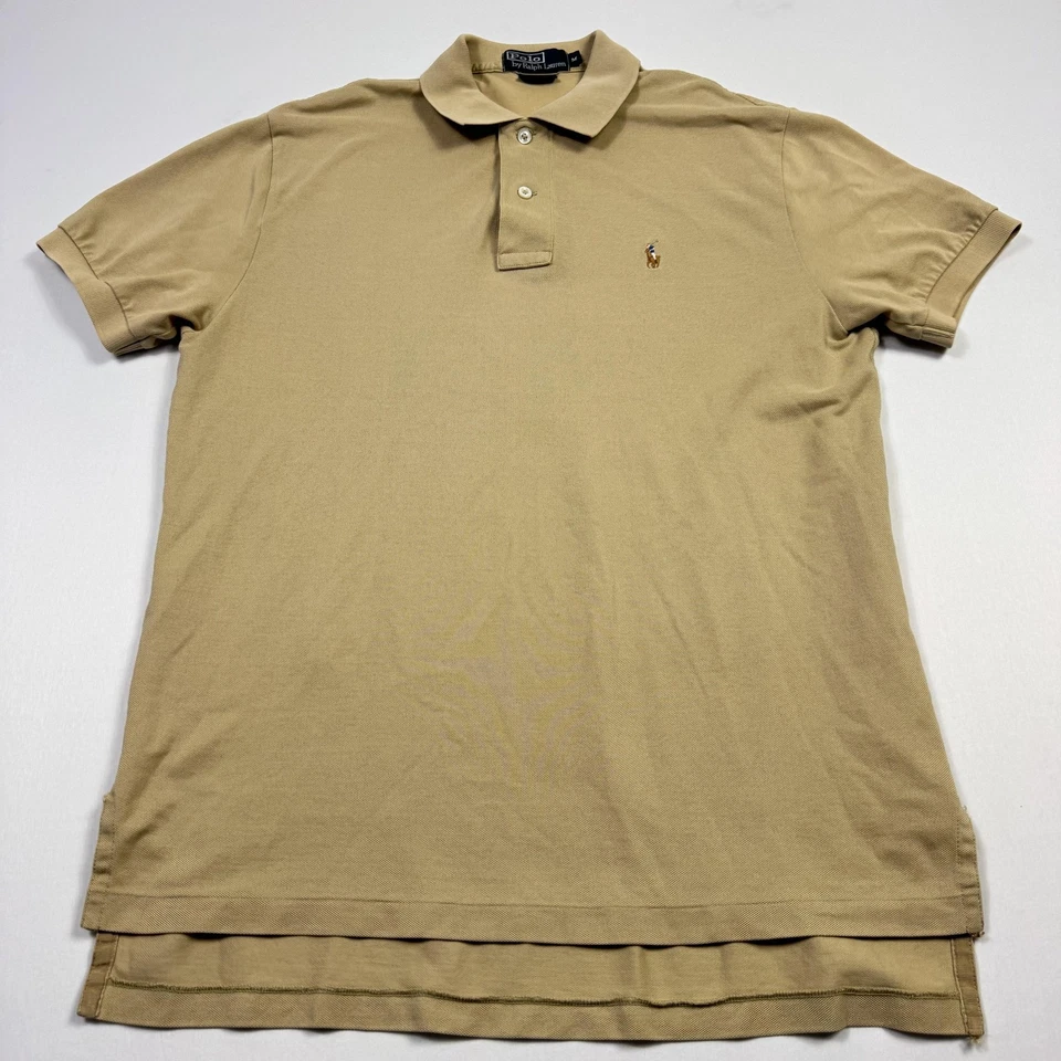 Polo Ralph Lauren Polo Shirt Mens Medium Tan 100% Pima Cotton Embroidered Pony - Image 2 of 4