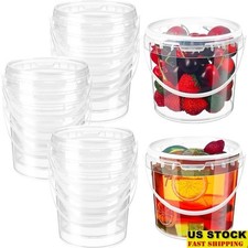 Clear Ice Cream Container W/ Lid Airtight Food Storage Bucket Reusable Tub New