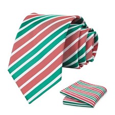 Christmas Neckties For Men - Red and Green Holiday Tie, Christmas 004- Stripe