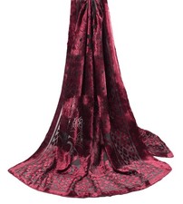 Sushila Vintage Brasso Velvet Dupatta Floral Woven Soft Indian Black Long Stole