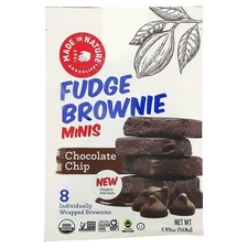 Fudge Brownie Minis, Chocolate Chip, 8 Individually Wrapped Brownies, 5.92 oz
