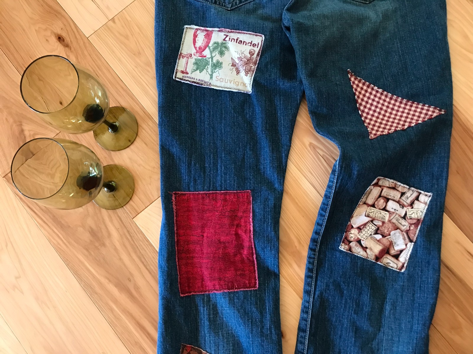 Upcycled Patchwork Jeans, Size 6 Short: Handmade … - image 13