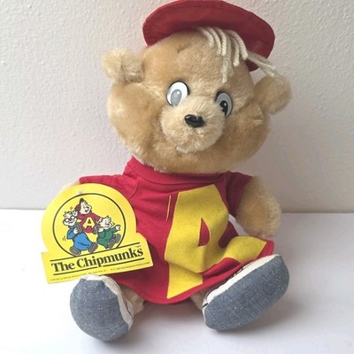 The Chipmunks Alvin 10'' Vintage Ideal Stuffed Plush Toy 1983 Red w/ Tag