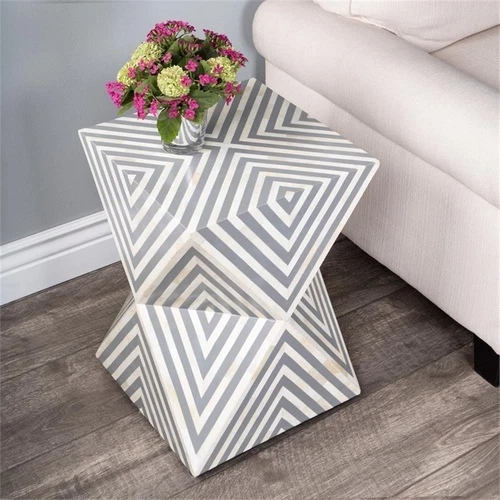 Butler Anais White And Grey Bone Inlay End Table - Picture 10 of 11