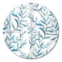 Runde Glas-Wanduhr Wanduhr Aus GehäRtetem Glas BläTter WeißE Zeiger Fi60 Cm
