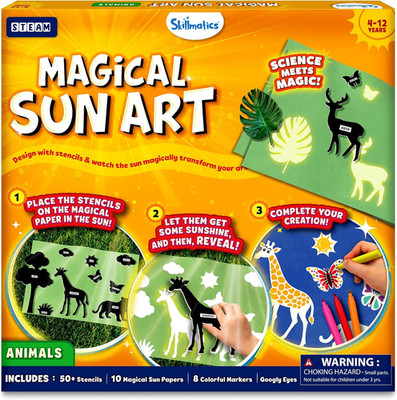 Sun Paper Art Kit - STEM Craft Kit for Kids with Decorative Paper, Stencils & Ma