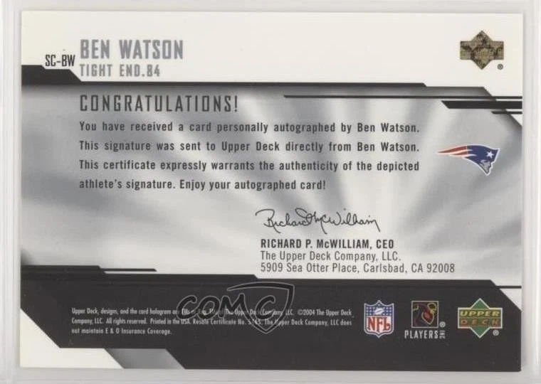 2004 Upper Deck Pro Sigs Signature Collection Gold /25 Ben Watson Rookie Auto RC - Image 2 of 2