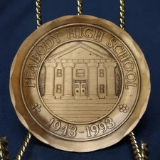 Vtg Peabody High School Wendell August Forged Solid Bronze Plaque Handmade